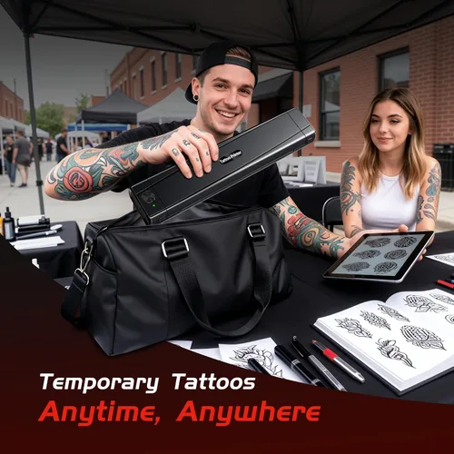 Vista 9 de TATTMUSE Impresoras portátiles inalámbricas para viajes, compatibles con teléfono y almohadilla, impresora compacta portátil Bluetooth pequeña