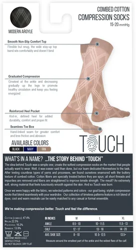 Vista 3 de Touch Calcetines de vestir para hombre, compresión graduada, ropa casual de negocios, hasta la rodilla, recuperación de apoyo muscular, negro