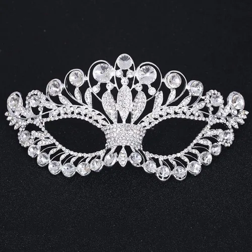 Vista 8 de Máscara de lujo con diamantes de imitación, corona de fiesta para mujeres y mujeres