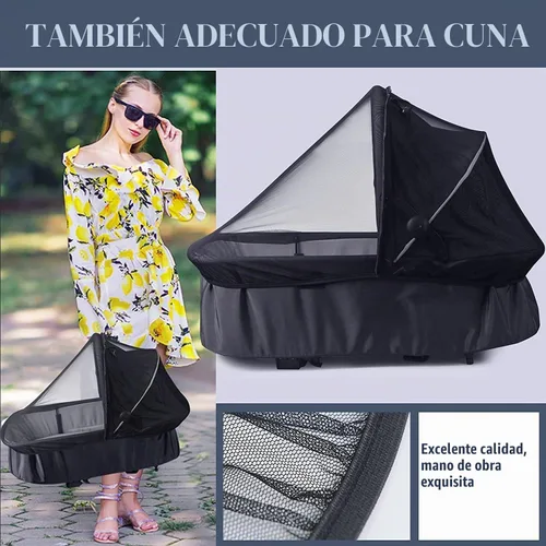 Vista 6 de Sysmie Mosquitera para cochecito Mosquitera para asiento de automóvil con cremallera, ajuste universal, calidad premium, duradera - Negro..
