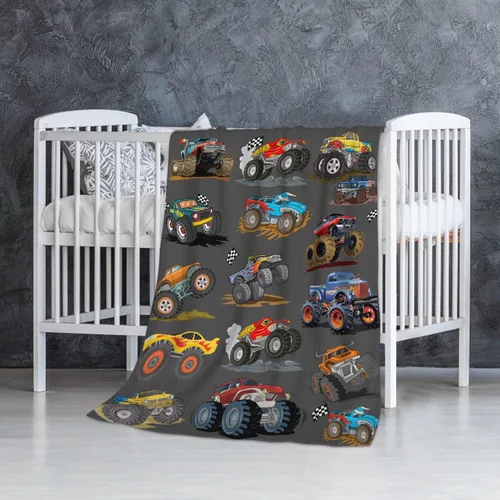 Vista 139 de Manta de bebé con texto en inglés «Just A Boy Who Loves Trucks» para niños y niñas, manta súper suave para envolver al recién nacido, acogedora