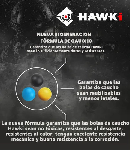 Vista 4 de Hawki - Pelotas de goma reutilizables de 0.50 o .43 cali, bolas de goma suave, menos letales para pistolas de paintball