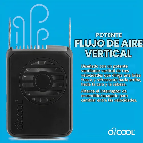 Vista 3 de O2COOL Ventilador de cordón portátil para el cuello recargable personal