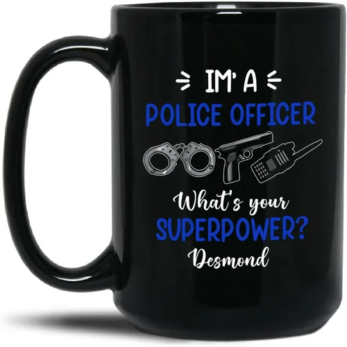 Vista 12 de Taza de café con texto en inglés "Best Hero Dad Out There", taza de té de felicitación personalizada para policía, regalo de policía de un compañero