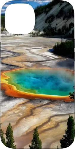 Vista 15 de Funda de vacaciones de verano para iPhone 16 Yellowstone National Park Rainbow geysers