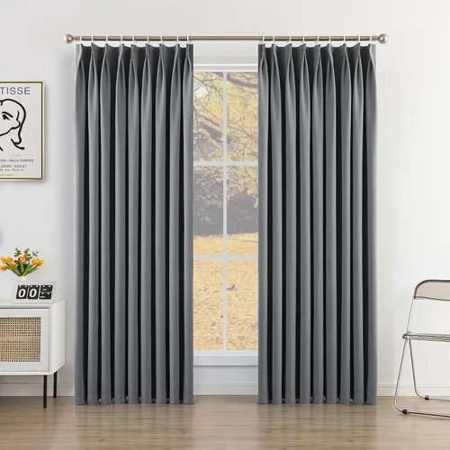 Vista 16 de MUMFAS - Cortina de Pliegue con Enganche, Crema Beige, 52" de ancho x 63" de largo, 50% Opaca, Aislamiento Térmico, Cortina de Puerta de Patio
