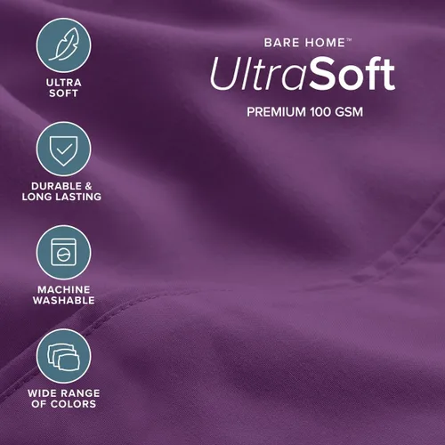 Vista 42 de Bare Home Sheet Set 1800 Ultra-Soft with 2 Pillowcases (Twin XL, Dark Blue)