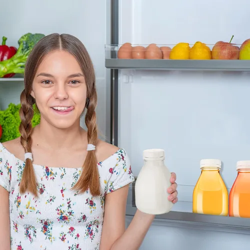 Vista 5 de Patelai - 6 botellas de leche de vidrio de 16 onzas con tapas, recipientes pequeños de leche con tapa, almacenamiento en refrigerador, botella