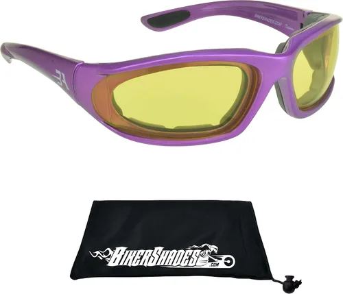 Vista 18 de Bikershades Gafas de montar en motocicleta con montura morada, pequeñas para mujeres y niñas 2 pares transparentes
