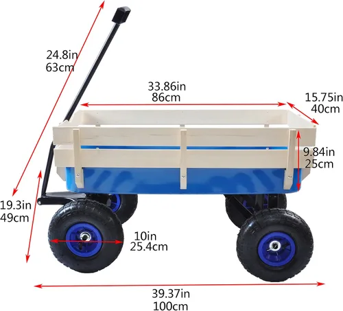Vista 4 de ZeHuoGe Carro deportivo al aire libre todo terreno con paneles laterales de madera extraíbles, neumáticos de aire, panel de pie grande, cama de Azul