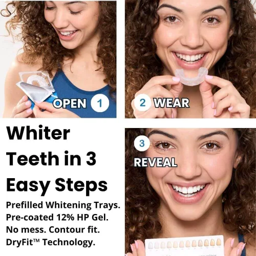 Vista 2 de Flexfit™ Bandejas blanqueadoras de dientes precargadas - Blanqueador dental profesional con peróxido de hidrógeno al 12%, tecnología Dryfit™ lista