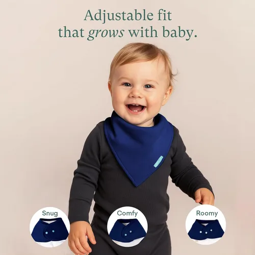Vista 5 de PurComfy Baberos supersuaves, baberos de bambú de primera calidad para bebés niños y niñas, baberos ajustables a presión, paquete de 6