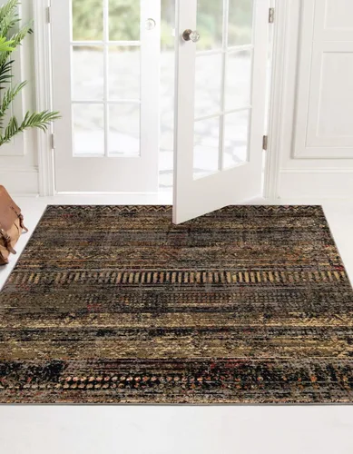 Vista 14 de Unique Loom Saturn Collection Alfombra de área - Relay (Runner 2' 2" x 5' 0", Beige/Gris)