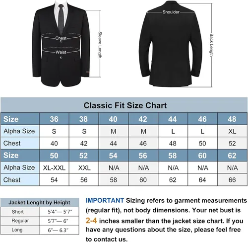Vista 2 de Chaqueta deportiva para hombre, ajuste clásico, 2 botones, elástica, chaqueta de traje