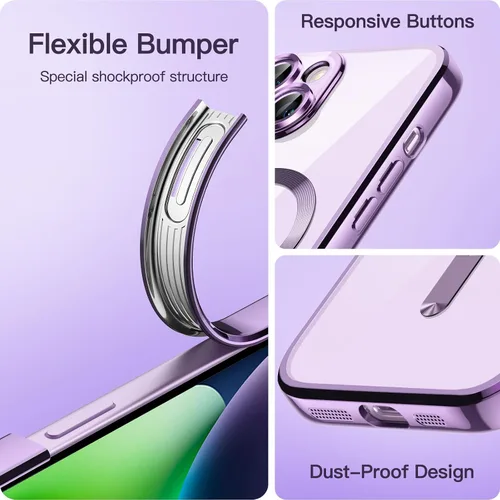 Vista 6 de JETech Funda transparente suave para iPhone 14 Plus de 6.7 pulgadas, protección completa para lente de cámara, compatible con carga inalámbrica