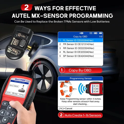 Vista 5 de Autel MaxiTPMS TS508WF Herramienta de programación TPMS, con $120 4 sensores Autel TPMS, WiFi 2026 Ver. de TS408S TS501 TS508 TS601