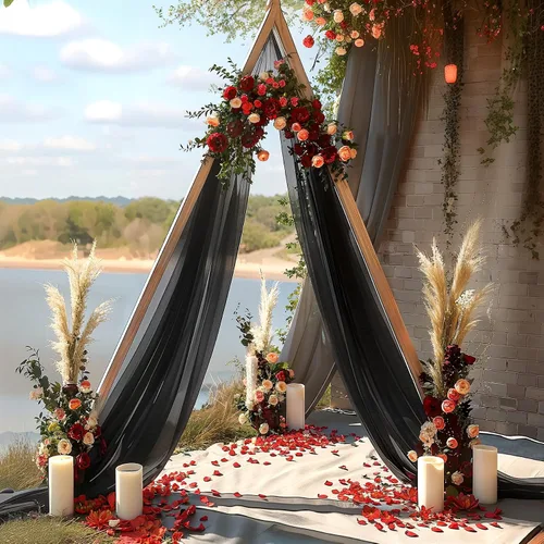 Vista 7 de Tela Negra para Drapeado de Arco de Boda 1 Panel 30'' x 20 Pies Cortinas Negras Tela Transparente Telón de Fondo Telas para Drapeado de Arco