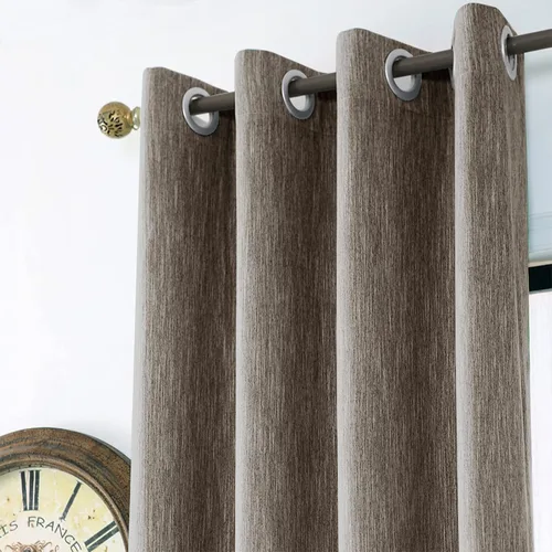 Vista 26 de Melodieux Elegantes cortinas opacas de algodón para oscurecer la habitación, para sala de estar, dormitorio, con aislamiento térmico, paneles