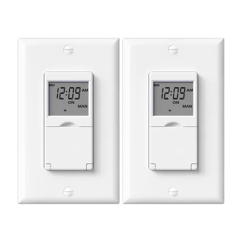 Vista 13 de BN-LINK Interruptor Temporizador Programable de Pared de 7 Días para Luces, Interruptor de Luz Digital Temporizador para Interiores, Polo Simple y 3