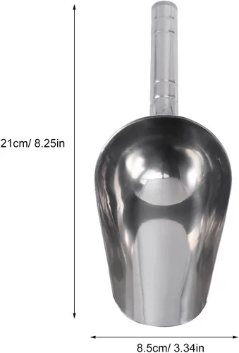Vista 5 de POPETPOP Cuchara de acero inoxidable para alimentos para mascotas, 1.50 tazas, pala de metal de 8.26 pulgadas, pala de metal para caramelo seco