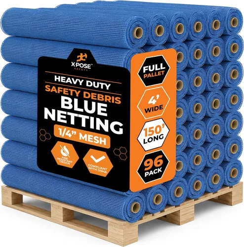Vista 34 de Red de seguridad para construcción Xpose 8.5' x 150', 1/4" Mesh Scaffold Safety Net, Temporary Material Roll, Visibility Fence, Heavy-Duty Fire