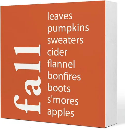 Vista 14 de Q682 Decoración de mesa de otoño: letrero de bloque de madera de hojas de otoño de calabaza de Acción de Gracias, rústico de cosecha de otoño