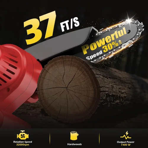 Vista 4 de Mini motosierra inalámbrica, compatible con batería Milwaukee M18, motosierra eléctrica sin escobillas de 6 pulgadas, motosierra de mano
