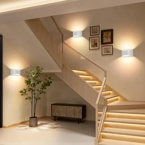 Vista 7 de Moderno aplique de pared LED con cable blanco para interiores, iluminación de pared arriba y abajo, para sala de estar, dormitorio, pasillo