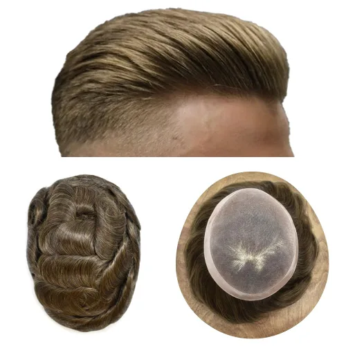Vista 86 de LOVIN - Sistema de cabello humano para hombres, postizo fino de encaje mono para hombre, prótesis masculina de piel de polietileno alrededor