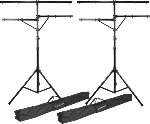 Vista 15 de Sound Town Paquete de 2 soportes de iluminación para DJ, altura ajustable, 9 pies de alto, con barra en T y base de trípode (STLS-T09-PAIR)