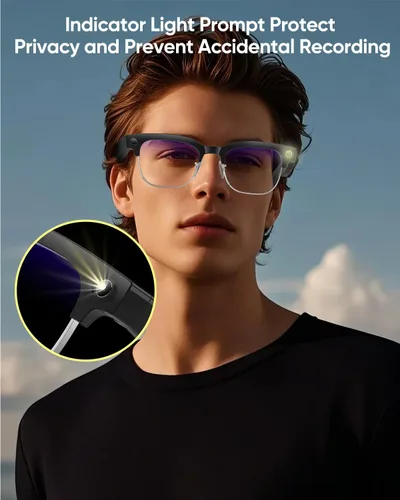 Vista 10 de Lentes AI con cámara, 4K con audio, Bluetooth AI con GPT de chat para hombres, más de 160 idiomas, grabación de video de 8 MP, lentes inteligentes