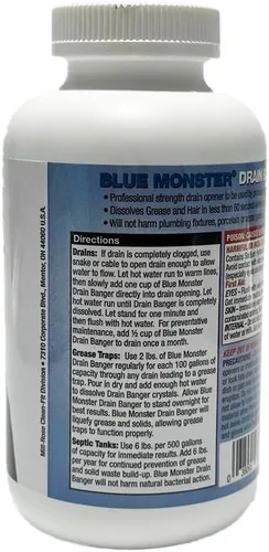 Vista 4 de Blue Monster Drain Banger - Limpiador de drenaje de 2 libras, paquete de 2