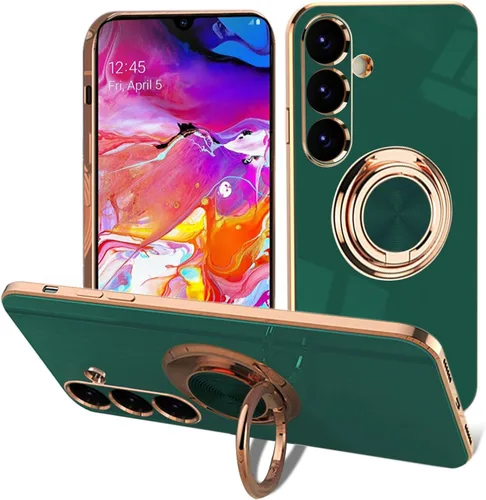 Vista 14 de EYZUTAK Caja magnética galvanizada del sostenedor del anillo para Samsung Galaxy S21 5G, 360 grados con la rotación del anillo del dedo del metal