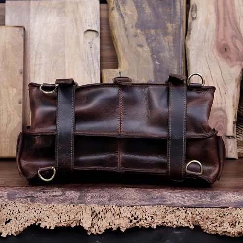 Vista 6 de cuero Maletín de cuero de 18 pulgadas portátil Messenger Bolsas para hombres y mujeres mejor oficina College maletín bolsa de hombro