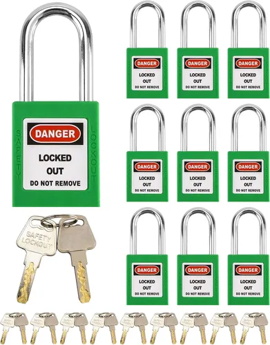 Vista 9 de QWORK Candado de seguridad con etiquetado rojo, 2 candados con 4 llaves
