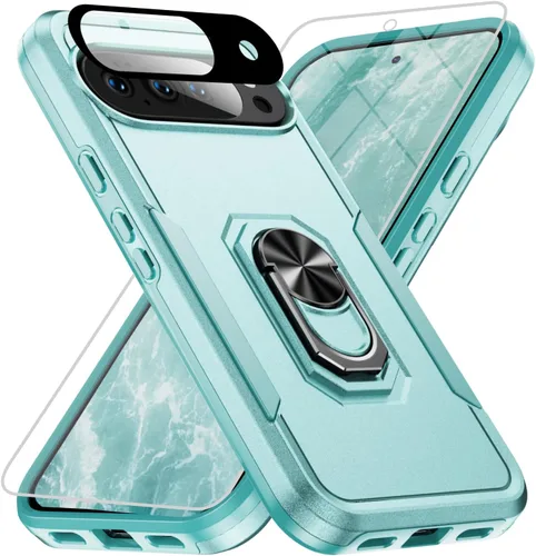 Vista 21 de Funda para Google Pixel 9 Pro XL [protección contra caídas de grado militar de 15 pies] con protector de pantalla y protector de lente, resistente a