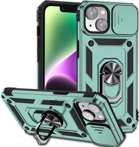 Vista 44 de Funda magnética compatible con iPhone 14 Pro de 6.1 pulgadas, funda magnética para iPhone 14 Pro con cubierta de cámara y soporte de grado militar