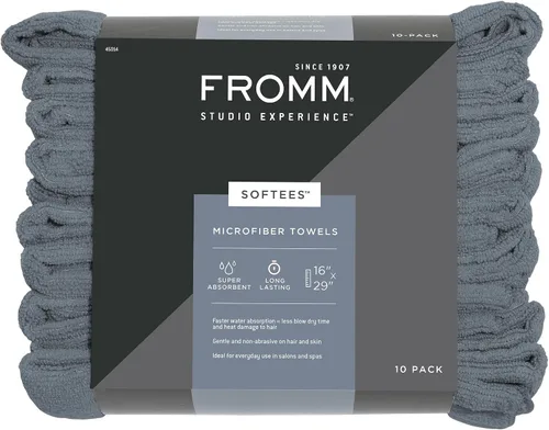 Vista 13 de Toallas de microfibra Fromm Softees para peluqueros, barberos, spa, gimnasio en Aqua, 16" por 29", 10 unidades. Toalla perfecta para el cuidado