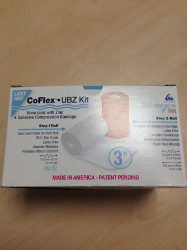 Vista 2 de Kit CoFlex UBZ, bota Unna con zinc y vendaje de compresión cohesivo 3"(75mm)