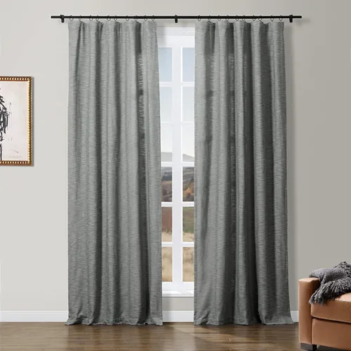 Vista 12 de ChadMade Simon Collection - Cortina de mezcla de algodón con forro de algodón de privacidad, 1 panel de 50 pulgadas de ancho x 84 pulgadas de largo