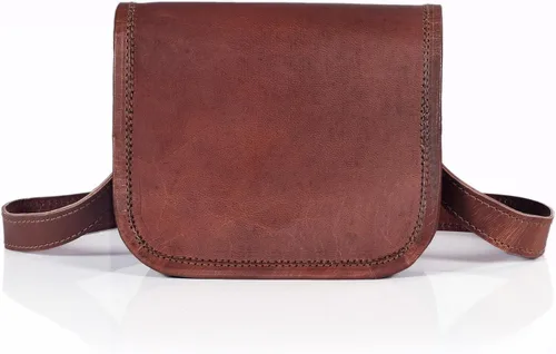Vista 2 de cuero 7 pulgadas pequeño hecho a mano Crossbody hombro cuero genuino iPadTablet Vintage Messenger Bag para 6.5 pulgadas iPad pro para mujeres hombres
