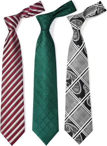 Vista 18 de HISDERN Juego de corbatas extralargas para hombre y pañuelo de bolsillo de 63 pulgadas, colección XL, caja de regalo, corbata, lote de 3