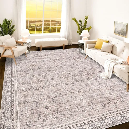 Vista 272 de Istana Alfombra larga antideslizante de 2.5 x 8 para el hogar, para pasillo y cocina, lavable, sedosa y suave al tacto, elegante, color azul y marfil
