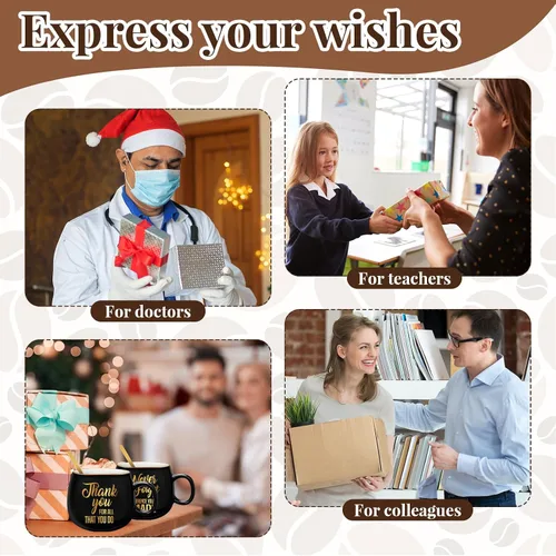 Vista 7 de Tioncy 12 juegos de tazas de regalo de agradecimiento, regalos de agradecimiento a los empleados, tazas de café de cerámica inspiradoras de 12 onzas