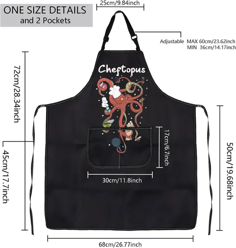 Vista 2 de MBMSO Delantal de cocina de pulpo, divertido pulpo, regalos de cocina, regalo de chef, delantal de humor para amantes del pulpo, regalo de barbacoa