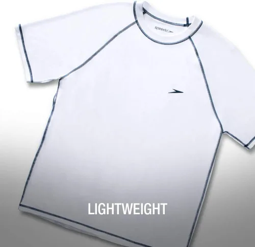 Vista 4 de Speedo Camiseta de natación UV de manga corta para hombre, ajuste holgado