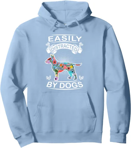 Vista 5 de Easily Distracted By Dogs Bull Terrier Dog Lovers Puppy Pullover Hoodie