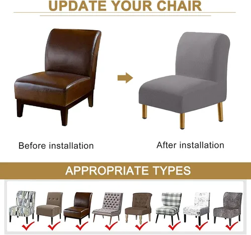 Vista 4 de HAOYONG Funda para silla de acento sin brazos, funda de silla jacquard elástica, fundas protectoras de muebles para sala de estar, comedor, silla