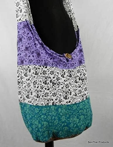 Vista 3 de BTP! Bolso bandolera con estampado floral de elefante, bolso hippie Hobo tailandés, algodón gitano, bohemio, grande