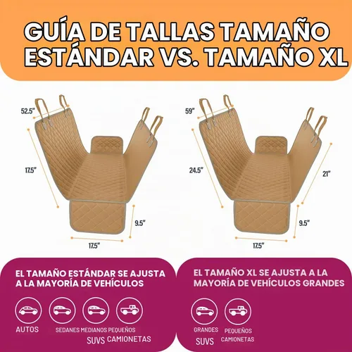 Vista 5 de Active Pets Funda de Asiento Trasero Beige XL para Perros, Hamaca para Coche, Protector Impermeable para Asiento Trasero de Camiones, Banco Trasero
